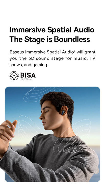 Baseus Bowie M2s -48dB ANC Trådlösa Hörlurar Bluetooth 5.3 3D Spatial Audio Hörlurar HiFi Kvalitet 0.038