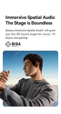 Baseus Bowie M2s -48dB ANC Trådlösa Hörlurar Bluetooth 5.3 3D Spatial Audio Hörlurar HiFi Kvalitet 0.038" Låg Latens Hörlurar