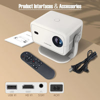 Magcubic 650ANSI L018 Projector Native 1080P Android 11 Auto Focus & Keystone 4K 360° Rotate Wifi6 BT5.2 Airmouse Home Theater