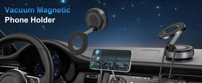 Vakuummagnetisk sugkoppshållare för telefon, vikbar och utdragbar handsfree-sugkoppshållare för telefon i bil för iPhone och Android