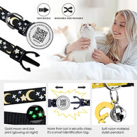 Cute Cat Collar with Airtag Case for Apple AirTag, Silicone GPS Tracker Holder, Reflective Pet Collar with Bell & QR Pet Tag