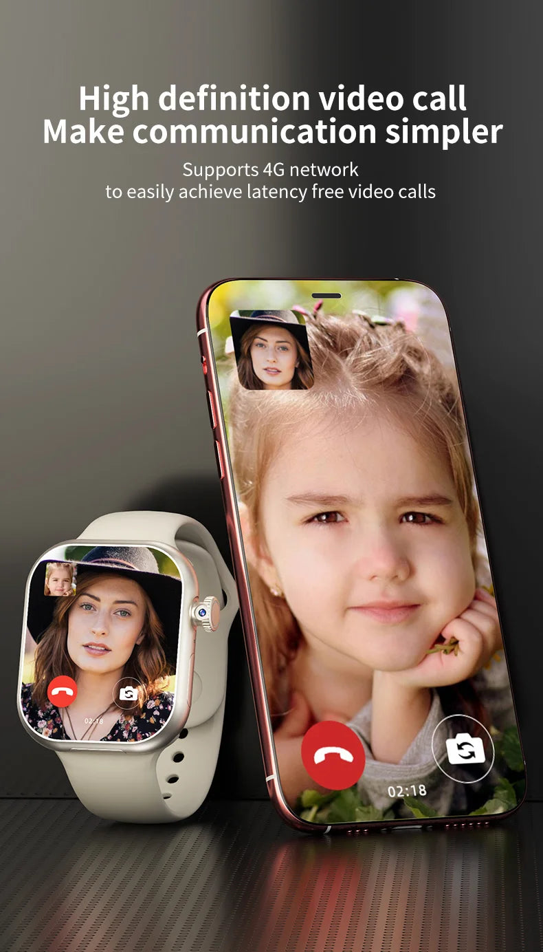 VP29 Smartwatch 5G LTE SIM 256GB Storage 4G/5G Network GPS WiFi 2.29 Inch AMOLED Display 8MP Rotary Camera Android Smart Watch