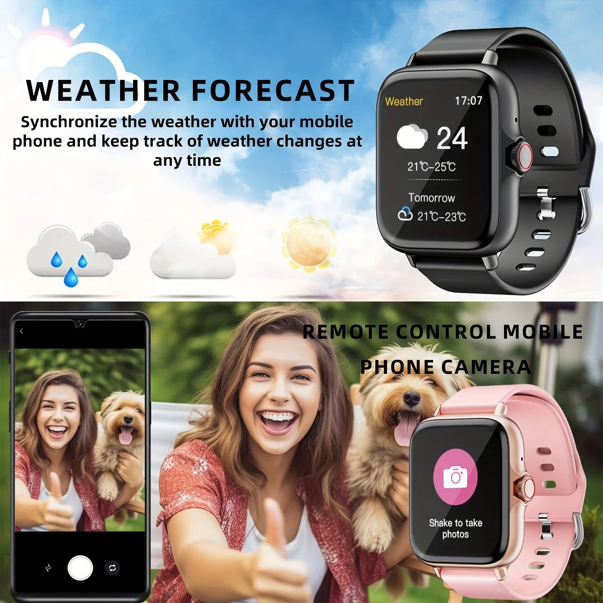 Ny 2025 Smart Watch Full Touch Display BTCall Sports Monitoring för Android & iPhone 1,83 tums kiselgel band mänkvinnor smartwatch