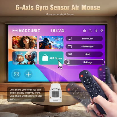Magcubic HY310 Miniprojektor Autofokus 4K Native 1080P 330ANSI Android 11 5W Högtalare Air Mouse Röstassistent Uppgraderad HY300