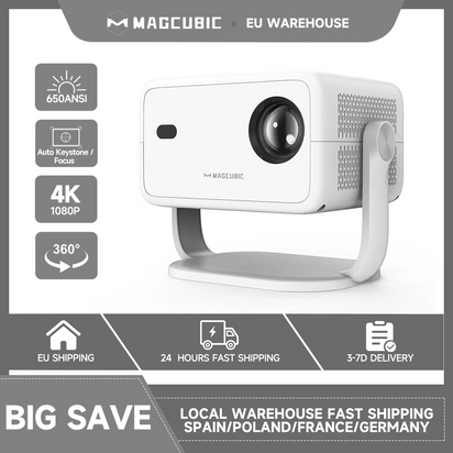 Magcubic 650ANSI L018 Projector Native 1080P Android 11 Auto Focus & Keystone 4K 360° Rotate Wifi6 BT5.2 Airmouse Home Theater