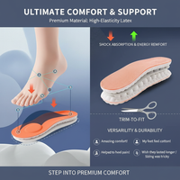 1/2/4pairs Latex Sport Insoles Soft High Elasticity Shoe Pads Orthotic Breathable Shock Absorption Cushion Arch Support Insole