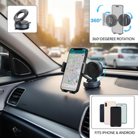 Vakuummagnetisk sugkoppshållare för telefon, vikbar och utdragbar handsfree-sugkoppshållare för telefon i bil för iPhone och Android