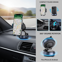 Vakuummagnetisk sugkoppshållare för telefon, vikbar och utdragbar handsfree-sugkoppshållare för telefon i bil för iPhone och Android