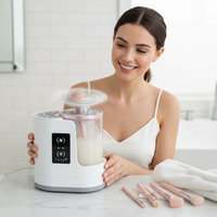 3 i 1 elektrisk sminkborstrensare med sminkborsttork - hållare - bärbar automatisk USB-rengöringsmaskin för kosmetiska borstar