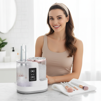 3 i 1 elektrisk sminkborstrensare med sminkborsttork - hållare - bärbar automatisk USB-rengöringsmaskin för kosmetiska borstar