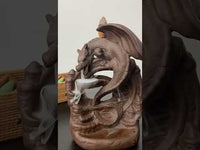 Relief Dragon Rökelse Vattenfall Återflödesrökelsehållare, Aromaterapi Ornament, Zen Dekor, Heminredning